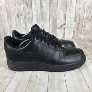 Nike Air Force 1 Low Black Leather Mens Sneakers Shoes Classic Style